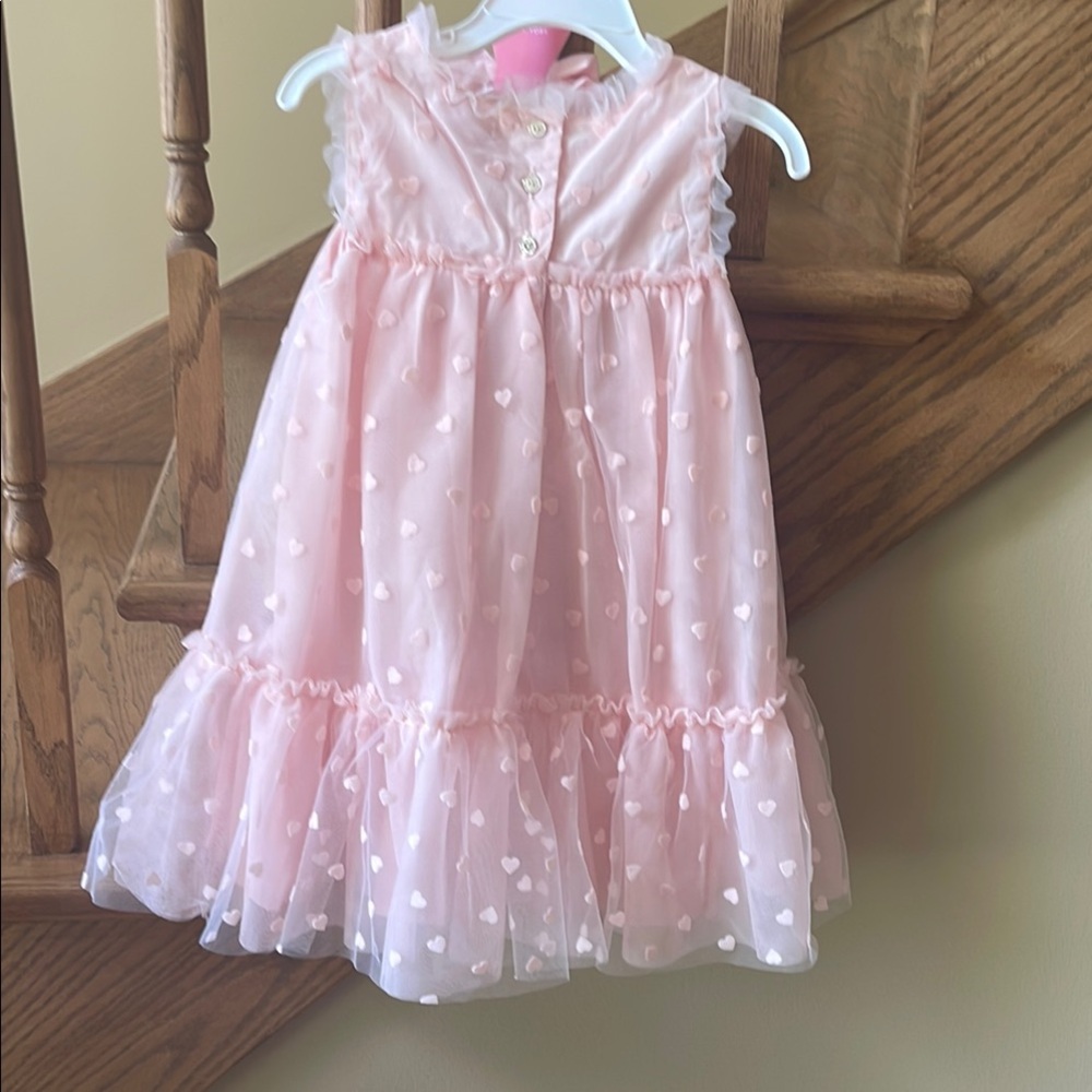 NWT Isaac Mizrahi Pink & White Ruffled Tiered Babydoll Dress w Headband 3T - Picture 5 of 9